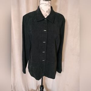 EUC!Classic Black Faux Suede Jacket w/Silver Toggle Closure by Fashion Bug.Sz 14